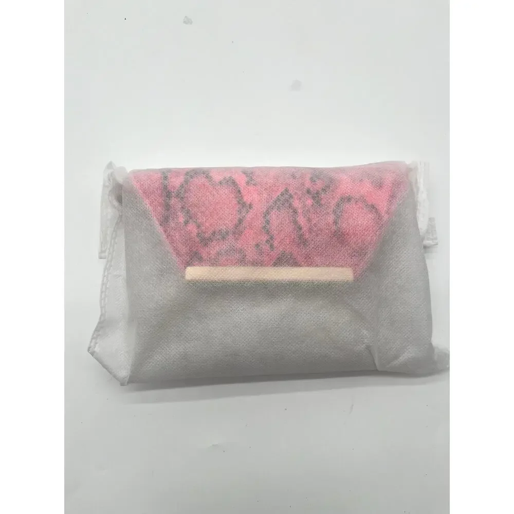 Urban Expressions NWT Snakeskin Clutch, Hot Pink & Clear